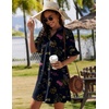 image:imageZeagoo Summer Dresses for Women 2026 V Neck Ruffle Sleeve Loose Shift Dress Hawaiian Sundress Beach Vacation ClothesBlack Floral