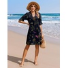 image:imageZeagoo Summer Dresses for Women 2026 V Neck Ruffle Sleeve Loose Shift Dress Hawaiian Sundress Beach Vacation ClothesBlack Floral