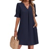 image:imageZeagoo Summer Dresses for Women 2026 V Neck Ruffle Sleeve Loose Shift Dress Hawaiian Sundress Beach Vacation ClothesBlue