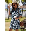 image:imageZeagoo Summer Dresses for Women 2026 V Neck Ruffle Sleeve Loose Shift Dress Hawaiian Sundress Beach Vacation ClothesBlue Leaves