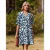 image:imageZeagoo Summer Dresses for Women 2026 V Neck Ruffle Sleeve Loose Shift Dress Hawaiian Sundress Beach Vacation ClothesBlue Leaves