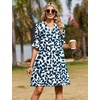 image:imageZeagoo Summer Dresses for Women 2026 V Neck Ruffle Sleeve Loose Shift Dress Hawaiian Sundress Beach Vacation ClothesBlue Leaves