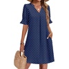 image:imageZeagoo Summer Dresses for Women 2026 V Neck Ruffle Sleeve Loose Shift Dress Hawaiian Sundress Beach Vacation ClothesBlue Polka Dots