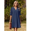 image:imageZeagoo Summer Dresses for Women 2026 V Neck Ruffle Sleeve Loose Shift Dress Hawaiian Sundress Beach Vacation ClothesBlue Polka Dots