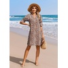 image:imageZeagoo Summer Dresses for Women 2026 V Neck Ruffle Sleeve Loose Shift Dress Hawaiian Sundress Beach Vacation ClothesDark Leopard Print