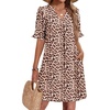 image:imageZeagoo Summer Dresses for Women 2026 V Neck Ruffle Sleeve Loose Shift Dress Hawaiian Sundress Beach Vacation ClothesDark Leopard Print