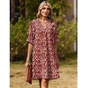 image:imageZeagoo Summer Dresses for Women 2026 V Neck Ruffle Sleeve Loose Shift Dress Hawaiian Sundress Beach Vacation ClothesDark Red Floral