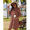 image:imageZeagoo Summer Dresses for Women 2026 V Neck Ruffle Sleeve Loose Shift Dress Hawaiian Sundress Beach Vacation ClothesDark Red Floral