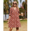 image:imageZeagoo Summer Dresses for Women 2026 V Neck Ruffle Sleeve Loose Shift Dress Hawaiian Sundress Beach Vacation ClothesDark Red Floral