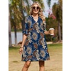 image:imageZeagoo Summer Dresses for Women 2026 V Neck Ruffle Sleeve Loose Shift Dress Hawaiian Sundress Beach Vacation ClothesDeep Blue Ethnic Floral