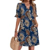 image:imageZeagoo Summer Dresses for Women 2026 V Neck Ruffle Sleeve Loose Shift Dress Hawaiian Sundress Beach Vacation ClothesDeep Blue Ethnic Floral