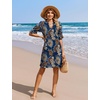 image:imageZeagoo Summer Dresses for Women 2026 V Neck Ruffle Sleeve Loose Shift Dress Hawaiian Sundress Beach Vacation ClothesDeep Blue Ethnic Floral