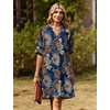 image:imageZeagoo Summer Dresses for Women 2026 V Neck Ruffle Sleeve Loose Shift Dress Hawaiian Sundress Beach Vacation ClothesDeep Blue Ethnic Floral