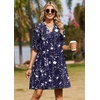 image:imageZeagoo Summer Dresses for Women 2026 V Neck Ruffle Sleeve Loose Shift Dress Hawaiian Sundress Beach Vacation ClothesDeep Blue Floral