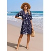 image:imageZeagoo Summer Dresses for Women 2026 V Neck Ruffle Sleeve Loose Shift Dress Hawaiian Sundress Beach Vacation ClothesDeep Blue Floral