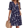 image:imageZeagoo Summer Dresses for Women 2026 V Neck Ruffle Sleeve Loose Shift Dress Hawaiian Sundress Beach Vacation ClothesDeep Blue Floral
