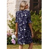 image:imageZeagoo Summer Dresses for Women 2026 V Neck Ruffle Sleeve Loose Shift Dress Hawaiian Sundress Beach Vacation ClothesDeep Blue Floral