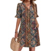 image:imageZeagoo Summer Dresses for Women 2026 V Neck Ruffle Sleeve Loose Shift Dress Hawaiian Sundress Beach Vacation ClothesEthnic Style