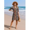 image:imageZeagoo Summer Dresses for Women 2026 V Neck Ruffle Sleeve Loose Shift Dress Hawaiian Sundress Beach Vacation ClothesEthnic Style