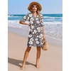 image:imageZeagoo Summer Dresses for Women 2026 V Neck Ruffle Sleeve Loose Shift Dress Hawaiian Sundress Beach Vacation ClothesGray Floral