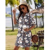 image:imageZeagoo Summer Dresses for Women 2026 V Neck Ruffle Sleeve Loose Shift Dress Hawaiian Sundress Beach Vacation ClothesGray Floral