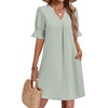 image:imageZeagoo Summer Dresses for Women 2026 V Neck Ruffle Sleeve Loose Shift Dress Hawaiian Sundress Beach Vacation ClothesGreen