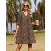 image:imageZeagoo Summer Dresses for Women 2026 V Neck Ruffle Sleeve Loose Shift Dress Hawaiian Sundress Beach Vacation ClothesLeopard Print