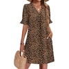 image:imageZeagoo Summer Dresses for Women 2026 V Neck Ruffle Sleeve Loose Shift Dress Hawaiian Sundress Beach Vacation ClothesLeopard Print