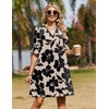 image:imageZeagoo Summer Dresses for Women 2026 V Neck Ruffle Sleeve Loose Shift Dress Hawaiian Sundress Beach Vacation ClothesLight Brown  Black Floral