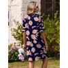 image:imageZeagoo Summer Dresses for Women 2026 V Neck Ruffle Sleeve Loose Shift Dress Hawaiian Sundress Beach Vacation ClothesNavy Blue  Pink Flowers
