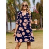 image:imageZeagoo Summer Dresses for Women 2026 V Neck Ruffle Sleeve Loose Shift Dress Hawaiian Sundress Beach Vacation ClothesNavy Blue  Pink Flowers
