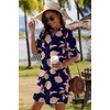 image:imageZeagoo Summer Dresses for Women 2026 V Neck Ruffle Sleeve Loose Shift Dress Hawaiian Sundress Beach Vacation ClothesNavy Blue  Pink Flowers