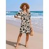 image:imageZeagoo Summer Dresses for Women 2026 V Neck Ruffle Sleeve Loose Shift Dress Hawaiian Sundress Beach Vacation ClothesSkin Floral