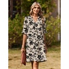 image:imageZeagoo Summer Dresses for Women 2026 V Neck Ruffle Sleeve Loose Shift Dress Hawaiian Sundress Beach Vacation ClothesSkin Floral