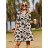 image:imageZeagoo Summer Dresses for Women 2026 V Neck Ruffle Sleeve Loose Shift Dress Hawaiian Sundress Beach Vacation ClothesSkin Floral