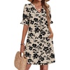 image:imageZeagoo Summer Dresses for Women 2026 V Neck Ruffle Sleeve Loose Shift Dress Hawaiian Sundress Beach Vacation ClothesSkin Floral