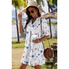 image:imageZeagoo Summer Dresses for Women 2026 V Neck Ruffle Sleeve Loose Shift Dress Hawaiian Sundress Beach Vacation ClothesWhite Floral