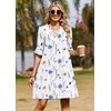 image:imageZeagoo Summer Dresses for Women 2026 V Neck Ruffle Sleeve Loose Shift Dress Hawaiian Sundress Beach Vacation ClothesWhite Floral