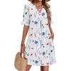 image:imageZeagoo Summer Dresses for Women 2026 V Neck Ruffle Sleeve Loose Shift Dress Hawaiian Sundress Beach Vacation ClothesWhite Floral