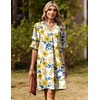 image:imageZeagoo Summer Dresses for Women 2026 V Neck Ruffle Sleeve Loose Shift Dress Hawaiian Sundress Beach Vacation ClothesYellow Floral