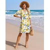 image:imageZeagoo Summer Dresses for Women 2026 V Neck Ruffle Sleeve Loose Shift Dress Hawaiian Sundress Beach Vacation ClothesYellow Floral