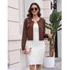 image:imageZeagoo Womens Cropped Cardigan Sweaters 2026 Button Down Long Sleeve Knit Bolero Shrugs for DressesBrown