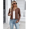image:imageZeagoo Womens Cropped Cardigan Sweaters 2026 Button Down Long Sleeve Knit Bolero Shrugs for DressesBrown