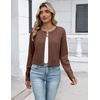 image:imageZeagoo Womens Cropped Cardigan Sweaters 2026 Button Down Long Sleeve Knit Bolero Shrugs for DressesBrown