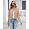image:imageZeagoo Womens Cropped Cardigan Sweaters 2026 Button Down Long Sleeve Knit Bolero Shrugs for DressesKhaki