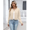 image:imageZeagoo Womens Cropped Cardigan Sweaters 2026 Button Down Long Sleeve Knit Bolero Shrugs for DressesLight Apricot