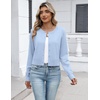 image:imageZeagoo Womens Cropped Cardigan Sweaters 2026 Button Down Long Sleeve Knit Bolero Shrugs for DressesLight Blue