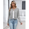image:imageZeagoo Womens Cropped Cardigan Sweaters 2026 Button Down Long Sleeve Knit Bolero Shrugs for DressesLight Gray
