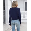 image:imageZeagoo Womens Cropped Cardigan Sweaters 2026 Button Down Long Sleeve Knit Bolero Shrugs for DressesNavy