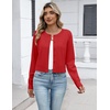image:imageZeagoo Womens Cropped Cardigan Sweaters 2026 Button Down Long Sleeve Knit Bolero Shrugs for DressesRed